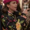 Lily Collins Emily In Paris Floral Hooded Jacket