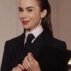 Emily In Paris S04 Lily Collins Black Striped Suit