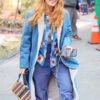 Blake Lively It Ends With Us Denim Shearling Coat