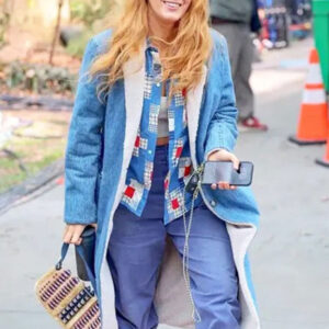 Blake Lively It Ends With Us Denim Shearling Coat