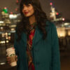 Love at First Sight Jameela Jamil Green Coat