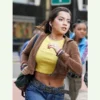 Madame Web 2024 Isabela Merced Brown Cropped Hoodie - Image 2