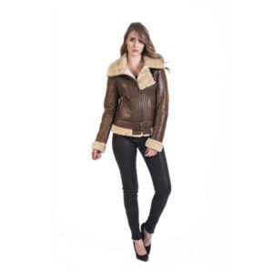Women B3 Shearling Brown Leather Jacket