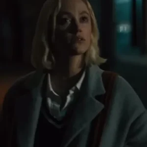 Watcher 2022 Maika Monroe Grey Wool Coat