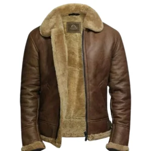 Mens B3 Aviator Brown Sheepskin Leather Jacket