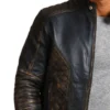 Men’s Distressed Black Skull Vintage Biker Jacket