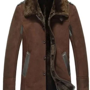 Mens Reacher Style Brown Sheepskin Leather Coat