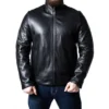 Men's Sheepskin Black Leather Biker Jacket