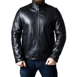 Men's Sheepskin Black Leather Biker Jacket