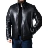 Men's Sheepskin Black Leather Biker Jacket