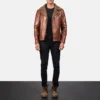 Mens Sheepskin Shearling Brown Leather Jacket