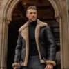 Mens RAF Shearling Leather Jacket