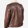 Women Fur Collar Brown Leather Jacket