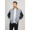 Men's Grey Varsity Bomber Jacket - Image 5