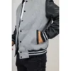 Men's Grey Varsity Bomber Jacket - Image 4