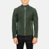 Men's Quilted Green Suede Leather Jacket