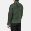Men's Quilted Green Suede Leather Jacket - Image 2
