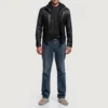 Men’s Highschool Fashion Black Leather Jacket