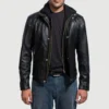Men’s Highschool Fashion Black Leather Jacket