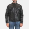 Men s Rustic Black Leather Biker Jacket 1 878b0ce8 1ad9 4c7b a9a9 76b021006edb