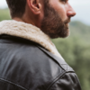Mens Black Aviator Leather Jacket - Image 2