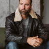 Mens Black Aviator Leather Jacket - Image 5