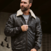 Mens Black Aviator Leather Jacket