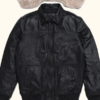 Mens Black Aviator Leather Jacket - Image 4