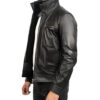 Mens Black Biker Leather Jacket 3 1