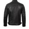 Mens Real Sheepskin Leather Cafe Racer Biker Jacket Black - Image 4