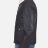 Men's Flap Pockets Black Leather Jacket - Image 4