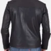 Men's Flap Pockets Black Leather Jacket