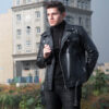 Mens Black Leather Motorcycle Jacket