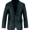 Mens Black Luxurious Leather Blazer - Image 3