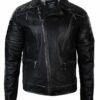 Men’s Black Retro Leather Biker Jacket