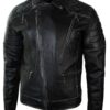 Men’s Black Retro Leather Biker Jacket