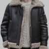 Mens Shearling Black Leather Coat