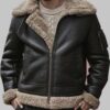 Mens Shearling Black Leather Coat