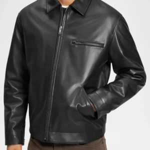 Men's Black Work Wear Leather Jacket