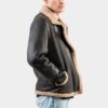Men's Brown Pilot Bomber Shearling Jacket