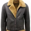Mens RAF Aviator B3 Ginger Shearling Bomber Sheepskin Leather Jacket