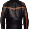 Men’s Brown Stripes Leather Moto Biker Jacket