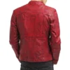 Mens Waxed Quilted Leather Jacket Red Maroon