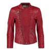Mens Waxed Quilted Leather Jacket Red Maroon