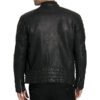 Mens Waxed Sheepskin Leather Cafe Racer Biker Jacket Black