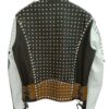 Mens Cafe Racer Studded Punk Motorcycle Leather Jacket2