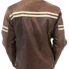 Men’s Double Stripe Leather Biker Jacket
