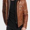 Fahion Brown Leather Coat