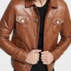 Fahion Brown Leather Coat