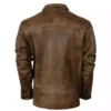 Mens Distressed Brown Leather Biker Shirt Jacket